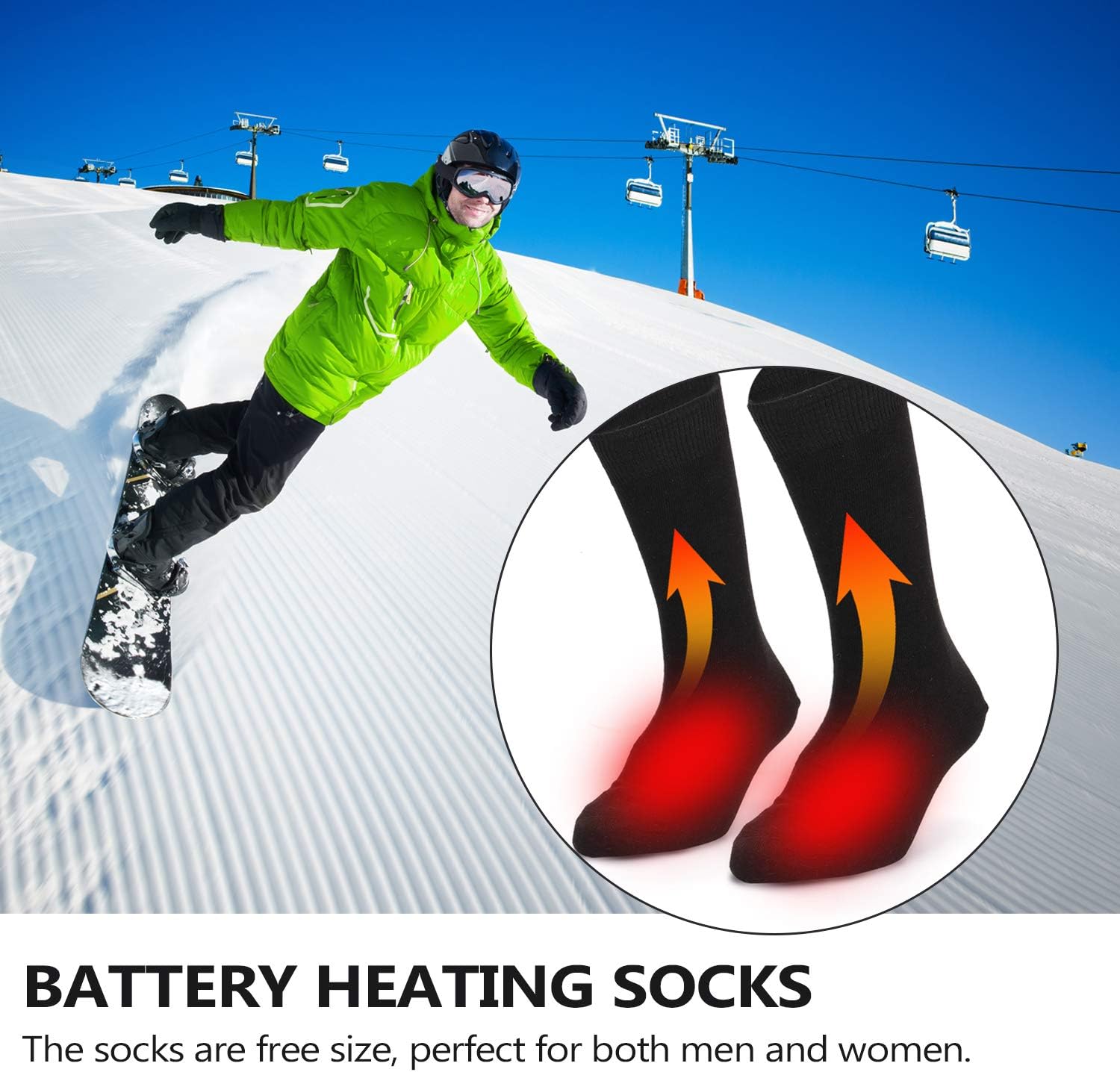 HELEMIY Electric Heated Socks Battery Powered Cold Weather Heat Socks for Men and Women Outdoor Riding Camping Hiking Motorcycle Warm Winter Socks