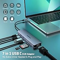 Vista 2 de Hub USB C, estación de acoplamiento USB C 7 en 1, adaptador multipuerto HDMI, 100 W PD, 2 USB 3.0, USB C 3.0, base SD/TF para portátil tipo C