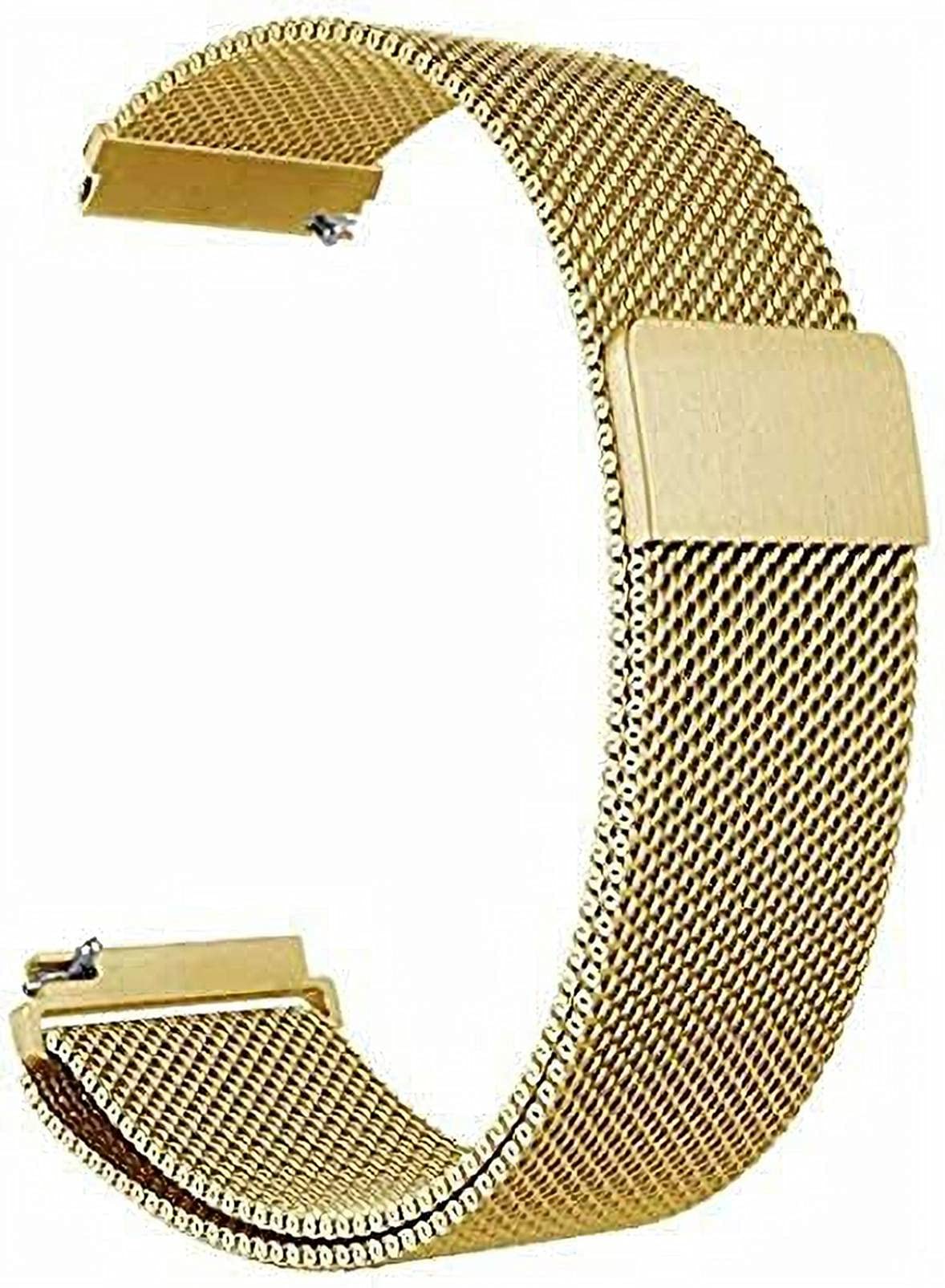 LYYLTX Magnetic Metal Watch Band Mesh Quick Release General Strap Stainless Steel Replacement Adjustable Wristband for Women Men 16mm18mm 20mm 22mm 24mm (22mm,Gold)