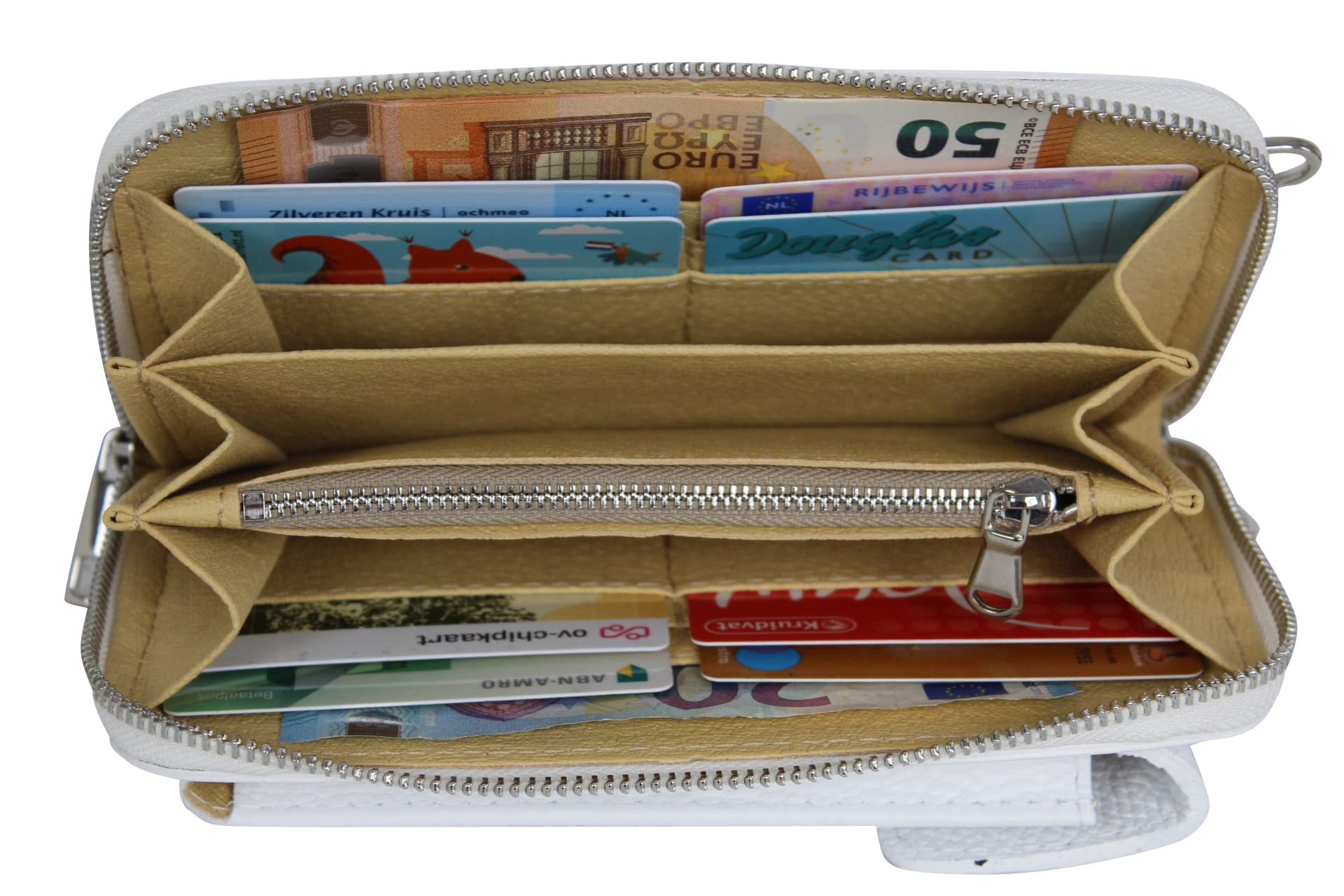 AmbraModa GLX21 - multifunktionale Damen Handytasche, Umhängetasche, Geldbörse aus echtem Leder, geeignet für Handys bis 6,5 Zoll