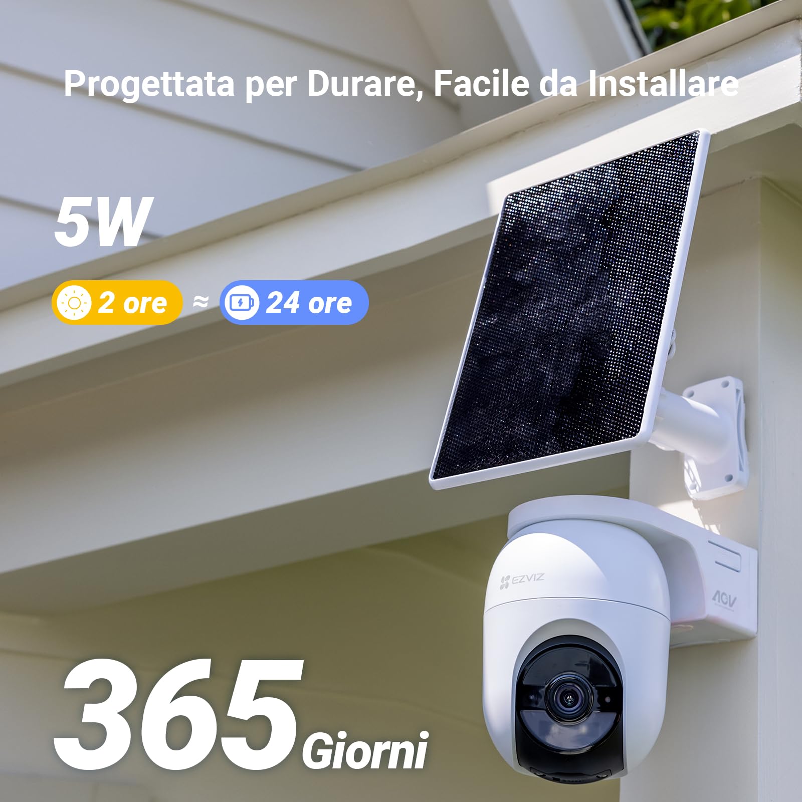 EZVIZ CB8 Lite Kit da 2, Telecamera WiFi Esterno 2K+ Senza Fili con 2 Pannelli Solari, 360° Pan/Tilt, Batteria a Lunga Durata, AOV, Rilevamento Umano/Veicolo, Visione Notturna a Colori, Wi-Fi 6