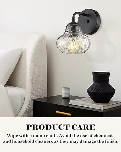 Miniatura 5 de ELYONA Juego de 2 apliques de pared rústicos, lámparas de cristal de burbujas, lámparas modernas de montaje en pared para dormitorio, granja,