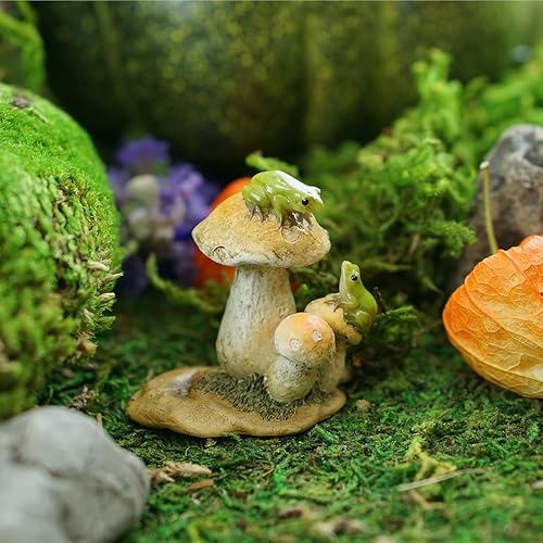 Miniatura 2 de Top Collection Jardín de hadas en miniatura y terrario Mini ranas en la estatua de los hongos