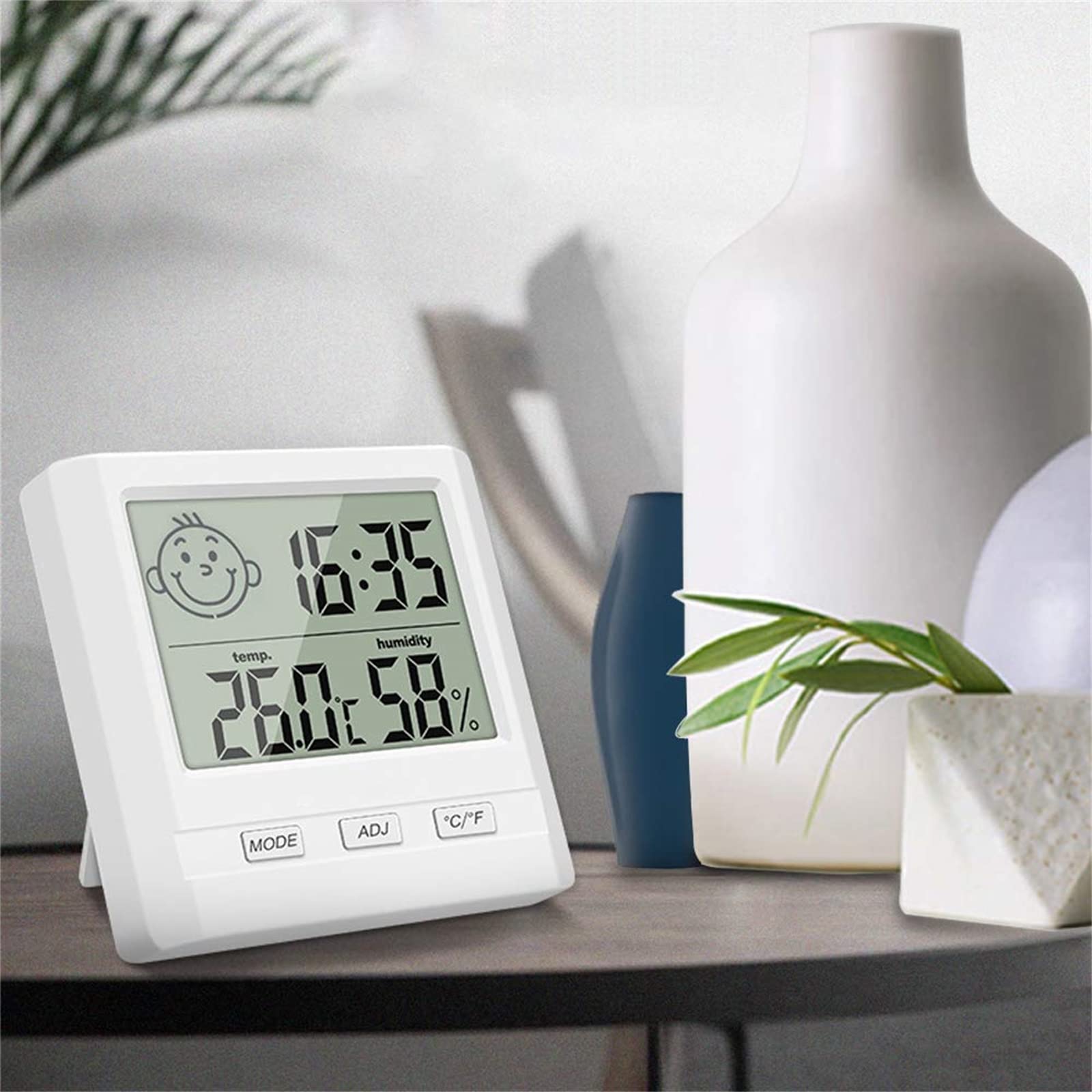 Hygromètre Numérique avec Horloge Lot de 2 - Thermomètre Intérieur Blanc et Noir