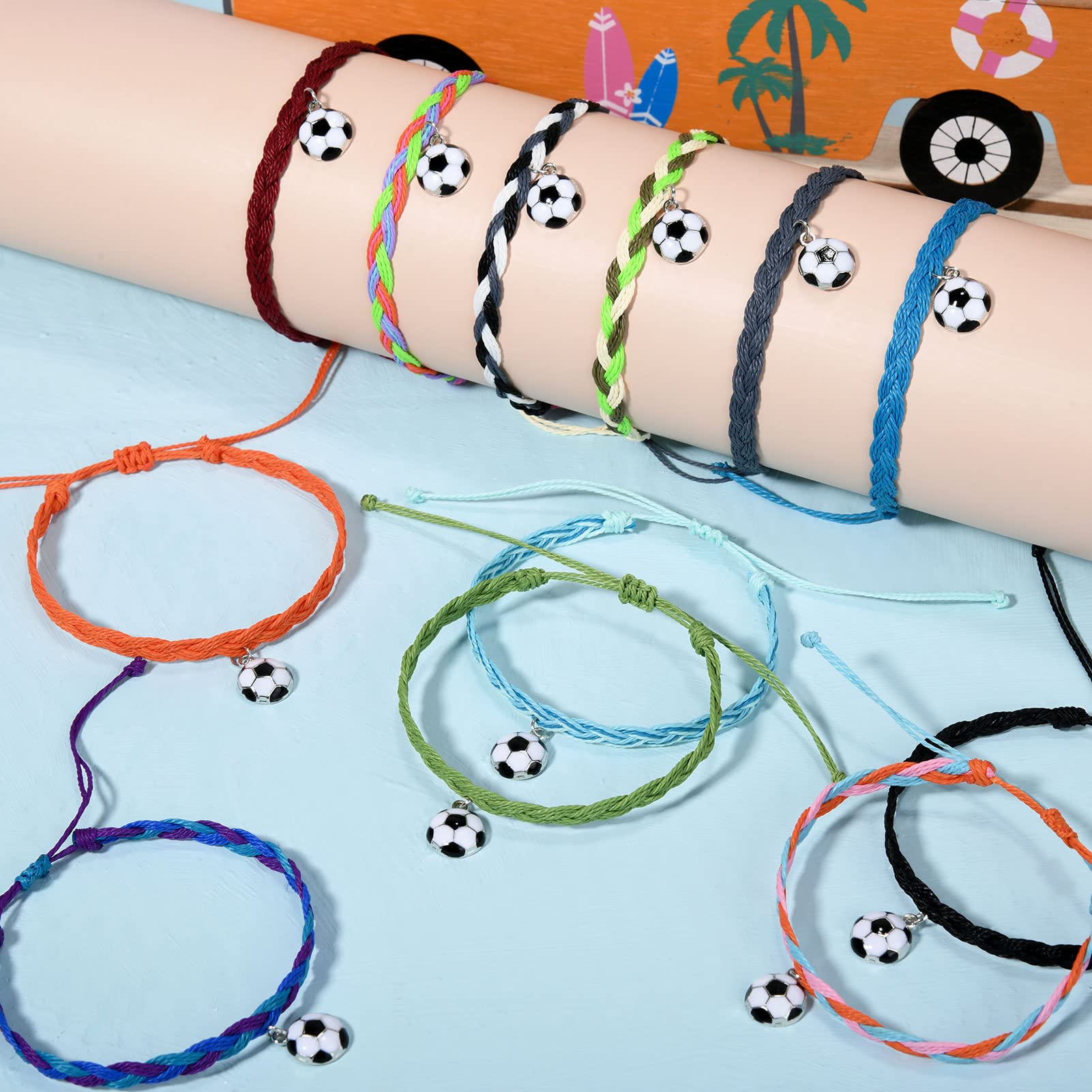 12 Braccialetti Calcio Tacobear - Colorati, Regolabili, Per Bambine E Ragazze Appassionate Di Sport - Foto 10
