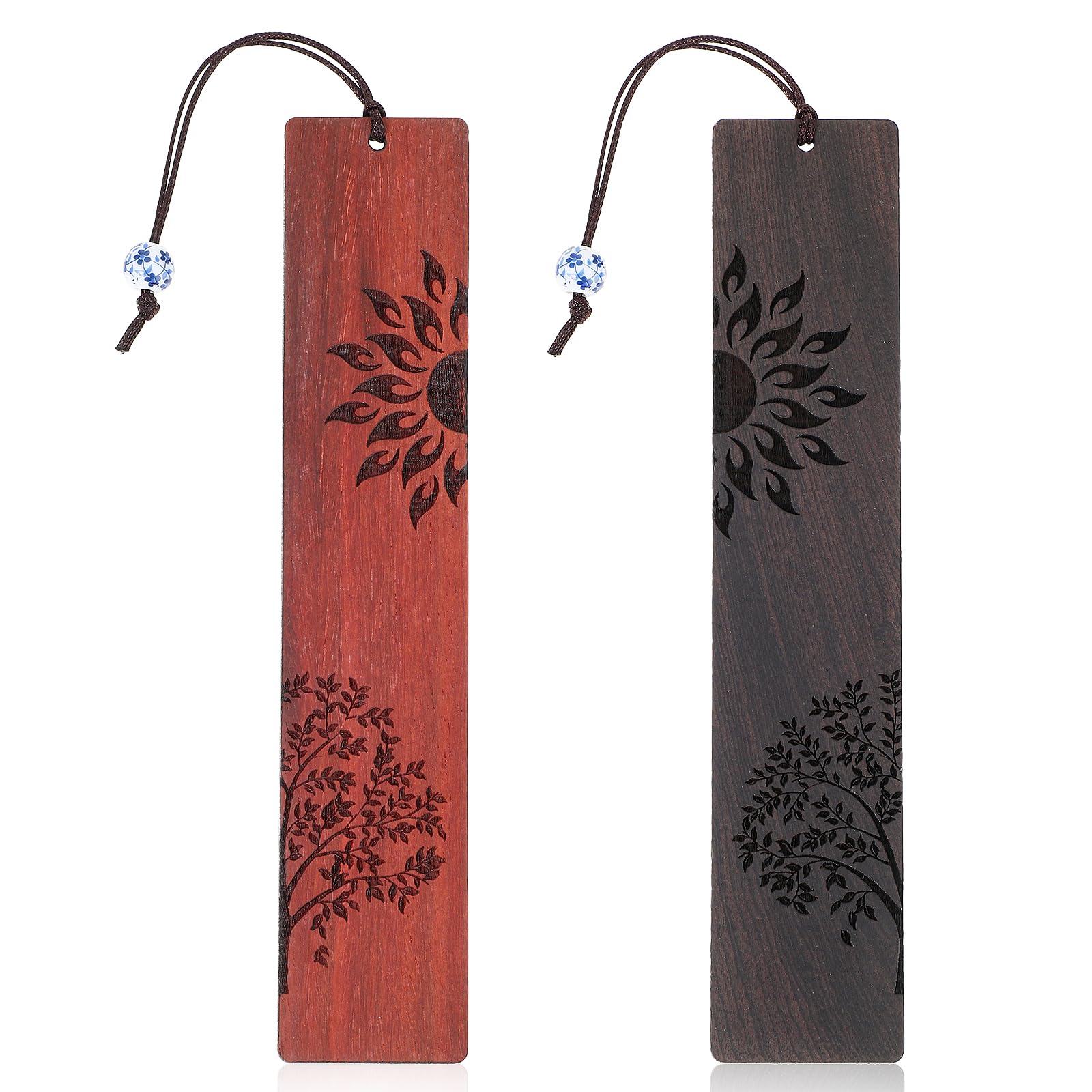 TIESOME Marcapáginas vintage de madera con colgante, 2 unidades, marcador de madera hecho a mano para los amantes de los libros, marcadores de página retro, marcadores únicos regalos para mujeres y