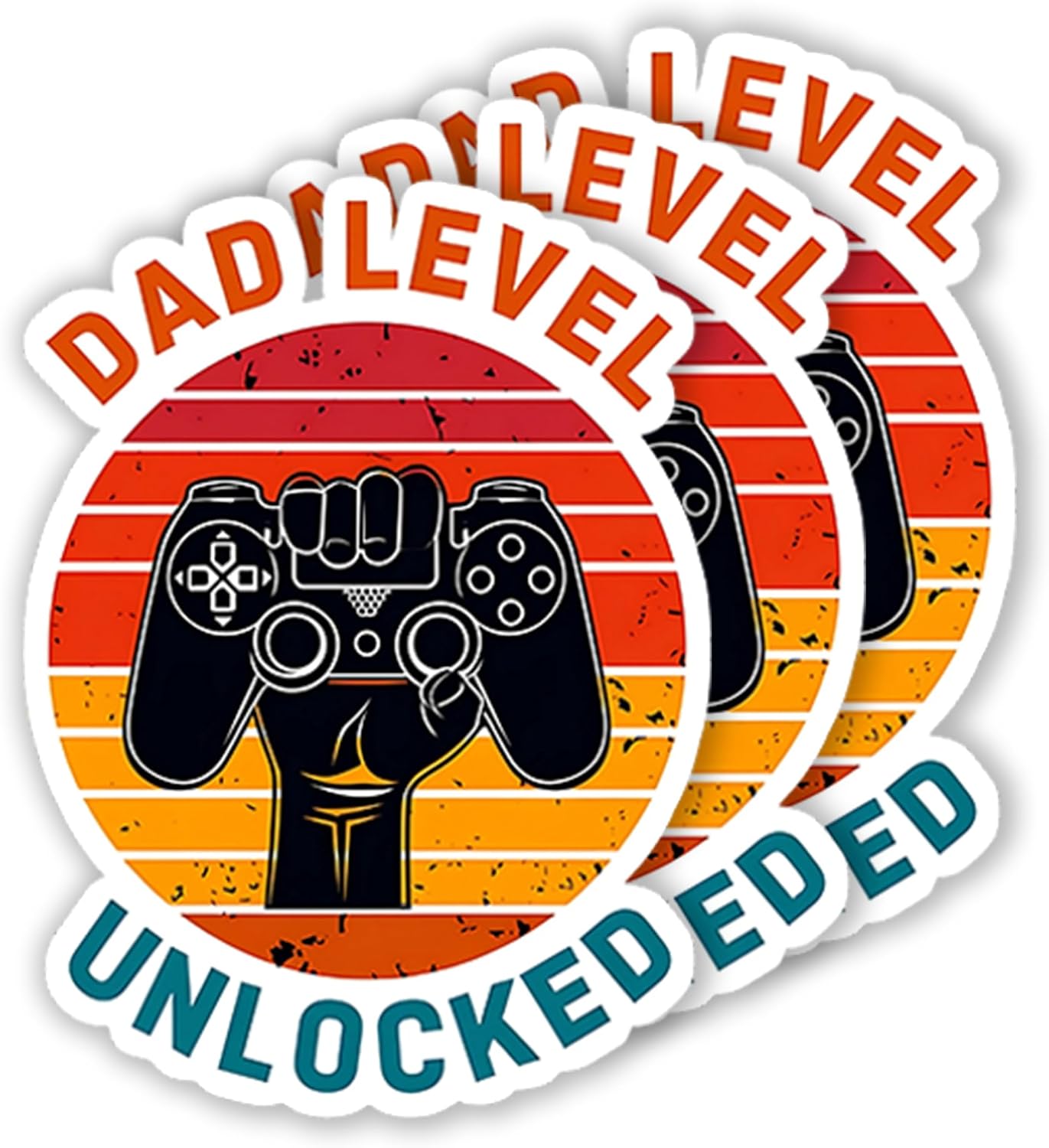 Dad Level Unlocked Gamer Funny Vinyl Sticker – Waterproof Sticker for Water Bottles, Laptops, Phone Cases & Cars (1PCS, 3”)