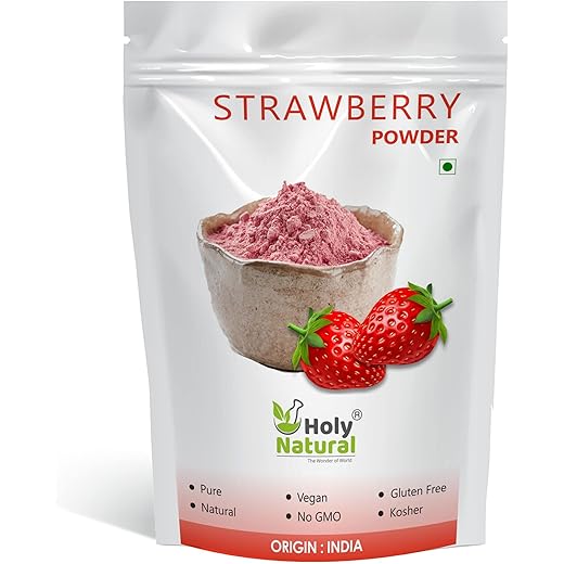 Holy Natural Strawberry Powder - (100 GM), Sweet & Delicious, Make for Juice, Cake, Smoothie, Ice - Cream, Candy, Dessert.