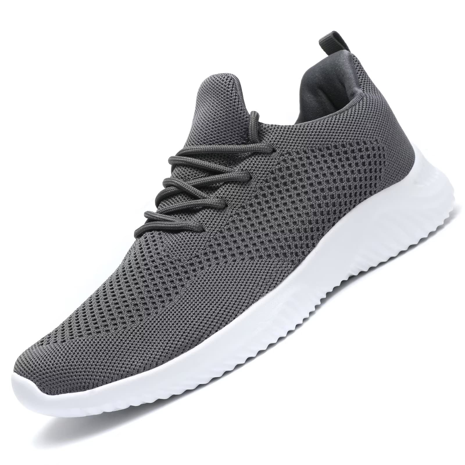 PozvnnMens Slip-on Tennis Shoes Walking Running Sneakers Lightweight Breathable Casual Soft Sole Mesh Work Gym Trainers