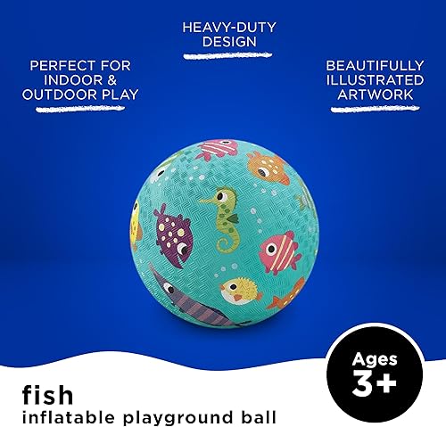 Miniatura 2 de Crocodile Creek - pelota para juegos, color rosa con diseño de mariposas, Pez, 5", Verde azulado