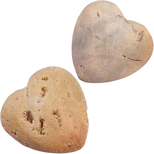 Miniatura 3 de Rockcloud Espécimen de piedras de bolsillo de la decoración del hogar de la geoda de la ágata revestida de titanio de la forma del corazón, champán