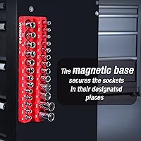 Vista 7 de WORKPRO Organizador magnético para llaves de vaso, portavasos SAE de 1/4 pulgadas, bandejas para llaves de vaso con capacidad para 26 piezas