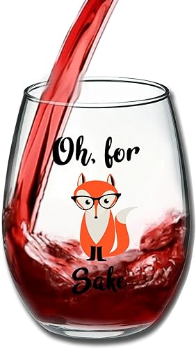 Miniatura 2 de Oh, For Fox Sake - Vaso divertido sin tallo de 15 onzas, regalos de cumpleaños temáticos únicos para hombres, mujeres, él o ella, idea perfecta para