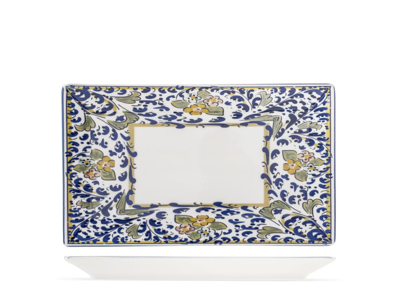 H&H Set 6 Piatti Rettangolari Florence – 25x15 cm – Piatti in Porcellana Eleganti e Resistenti – Ideali per Antipasti, Dessert e Snack – Lavabili in Lavastoviglie e Microonde