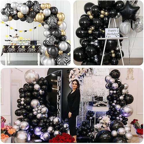 Miniatura 6 de Globos negros para decoración de arco, 60 globos negros de 12 pulgadas, globos mate, globos de cumpleaños para cumpleaños, baby shower, boda,