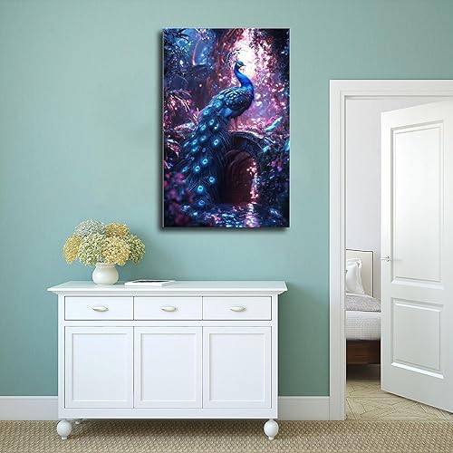 Miniatura 4 de XAHOR Cyber Peacock Temple Wall Art  Retro Futurism Fantasy Jungle Poster  Sci-Fi Bioluminescent Nature Print Canvas Posters Wall Art Bedroom Office
