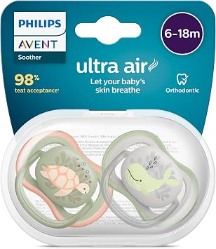 Philips Avent Ultra Air Pacifier 6-18 Months, 2 Pack, Male