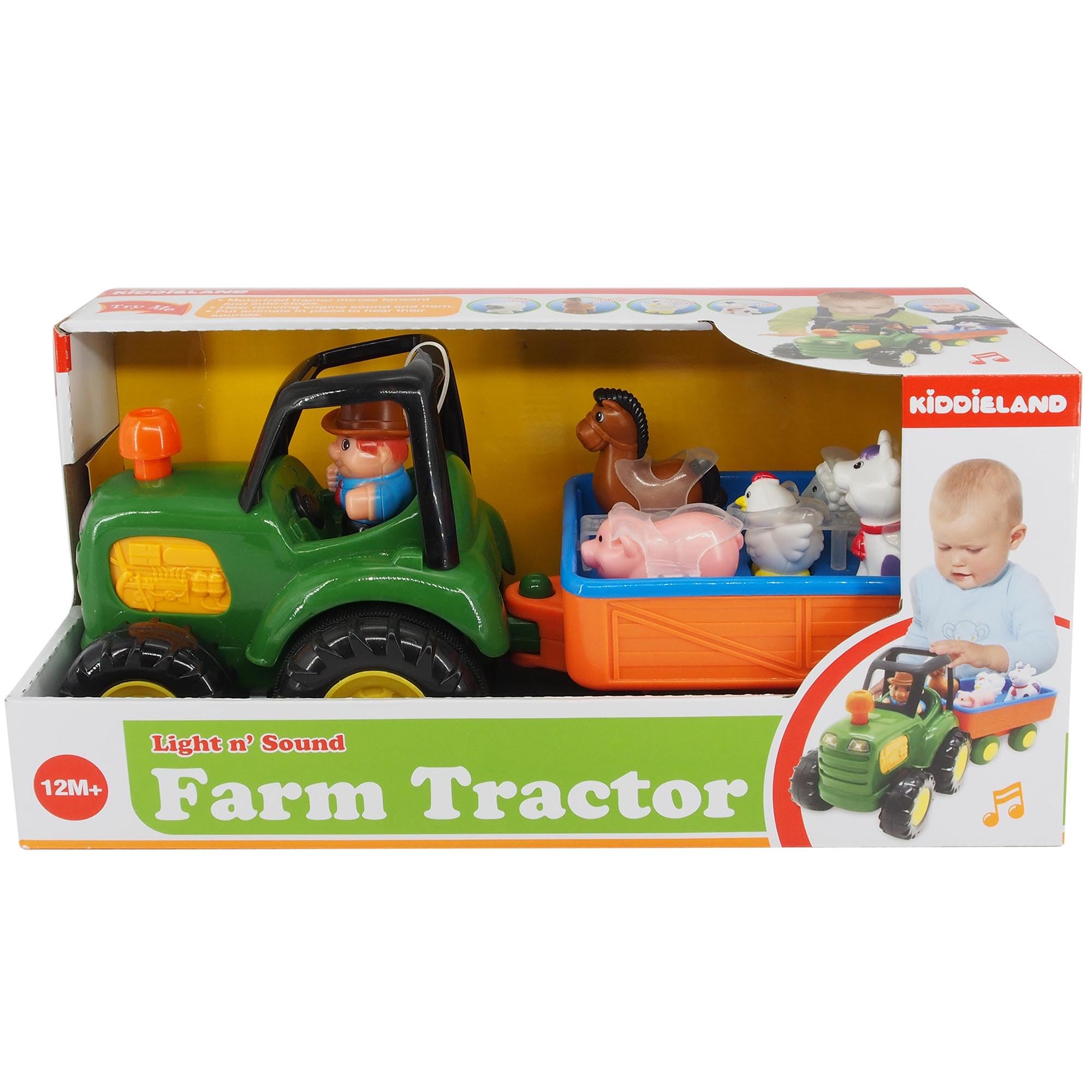 Kiddieland Light N Sound Farm Tractor Vehicle And Animal Toy