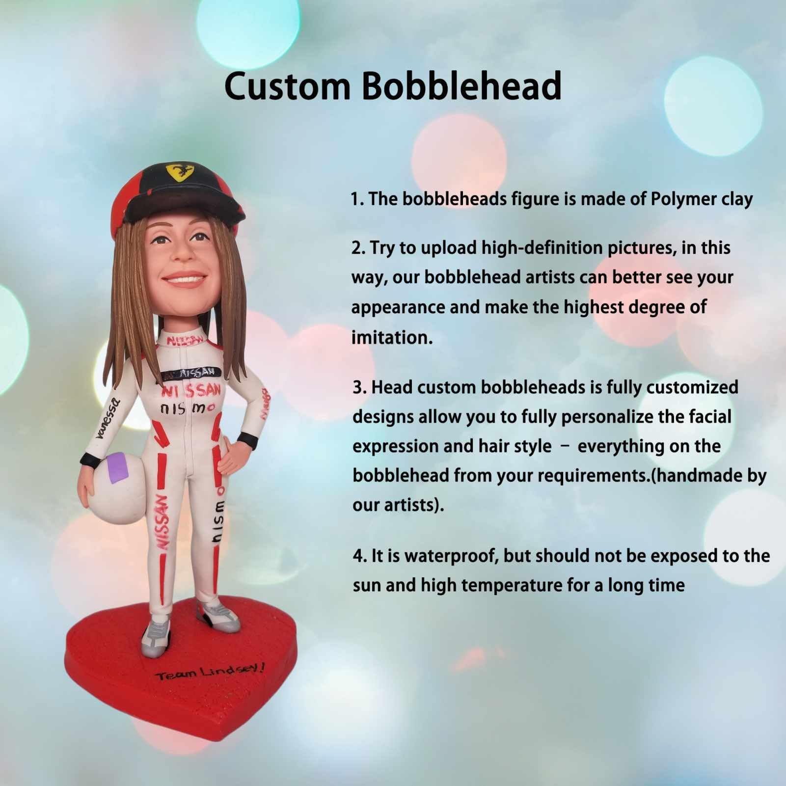 Figuras de Bobbleheads personalizadas, muñeca personalizada, dama motorista, escultura personalizada hecha a mano, regalo para novia, esposa, oficina, compañera de trabajo, hija