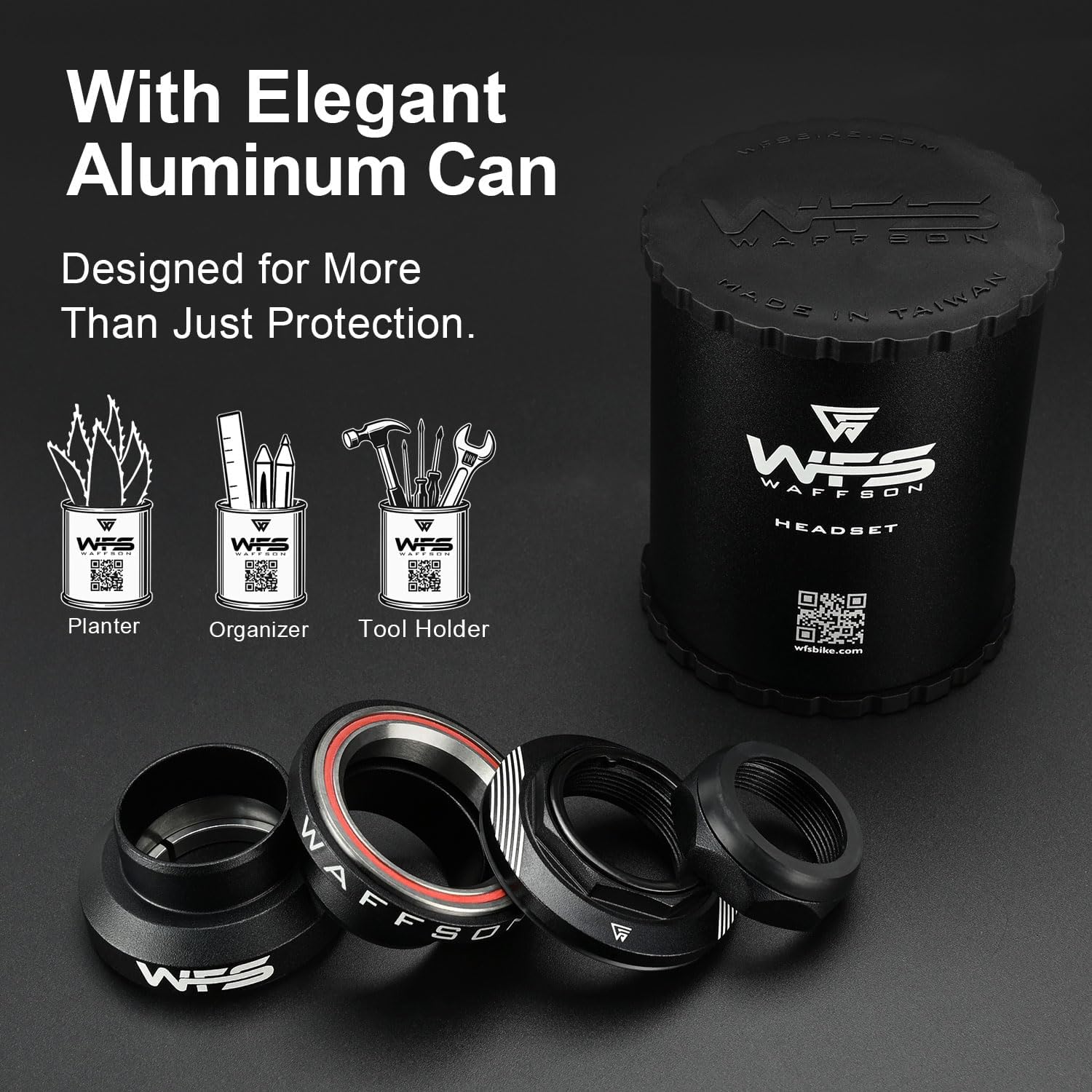 WFS AH.47 1 Inch Threaded Bike Headset for Threaded Steerer Forks and 30mm Head Tube, CNC Aluminum Alloy, Sealed Bearings for Mountain/Road/City Bikes, MTB & BMX