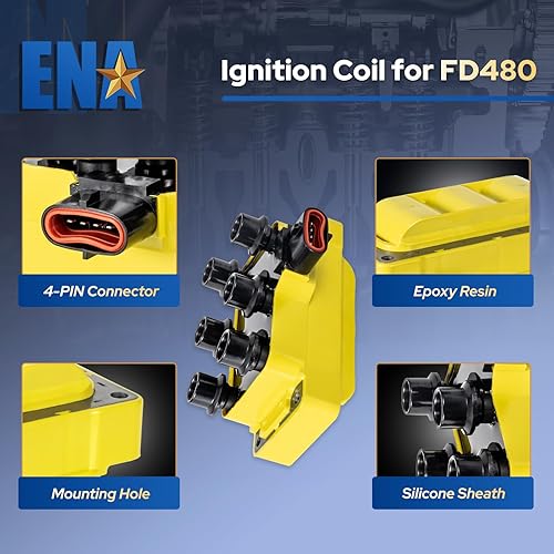 Miniatura 4 de ENA Paquete de bobinas de encendido amarillo compatible con Mercury Ford Mazda F150 Explorer Mustang Mystique E150 Econoline Ranger B3000 B4000