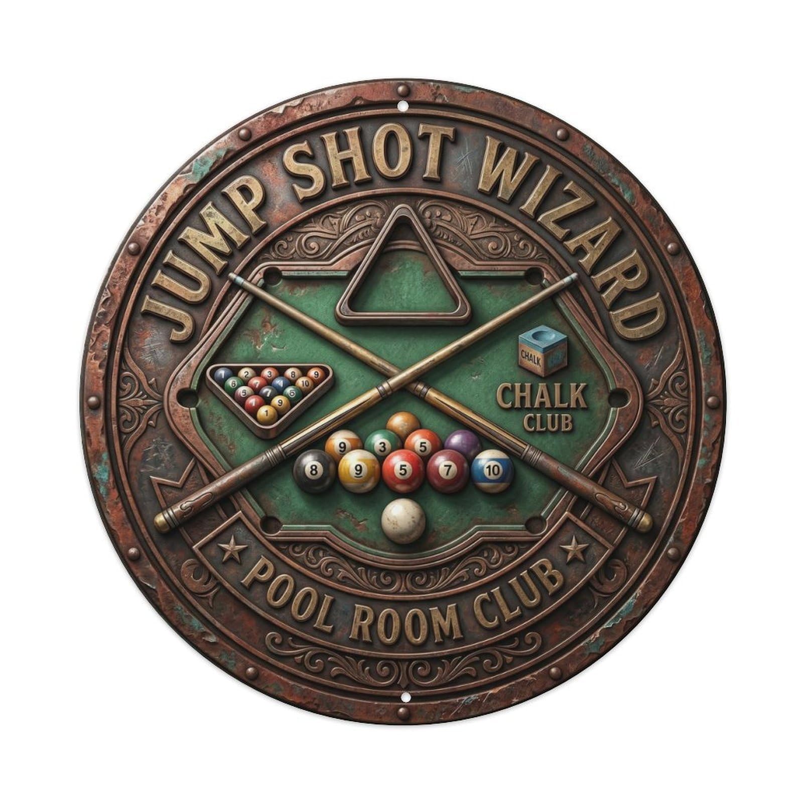 Cwbufd Vintage Style Jump Shot Wizard Pool Room Vintage Metal Tin Sign Plaque Wall Decor For Cafe, Club Bar, Office, Garden Metal Poster 8X8inch