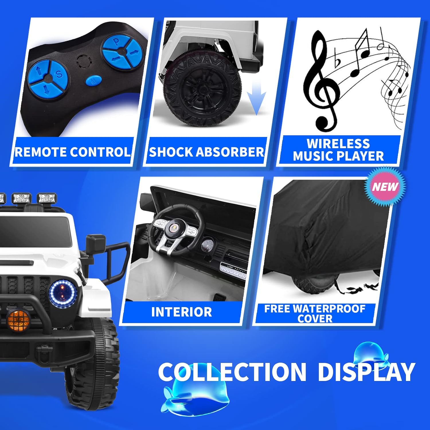 Joywhale 24V 2 Seater Kids Ride on Car Truck 4WD Battery Powered Motorized Easy-Drag Truck, with 4x45W Powerful Engine, Soft Braking, Remote Control, Suspension & Free Car Cover, 2022 New Model, White : Toys & Games