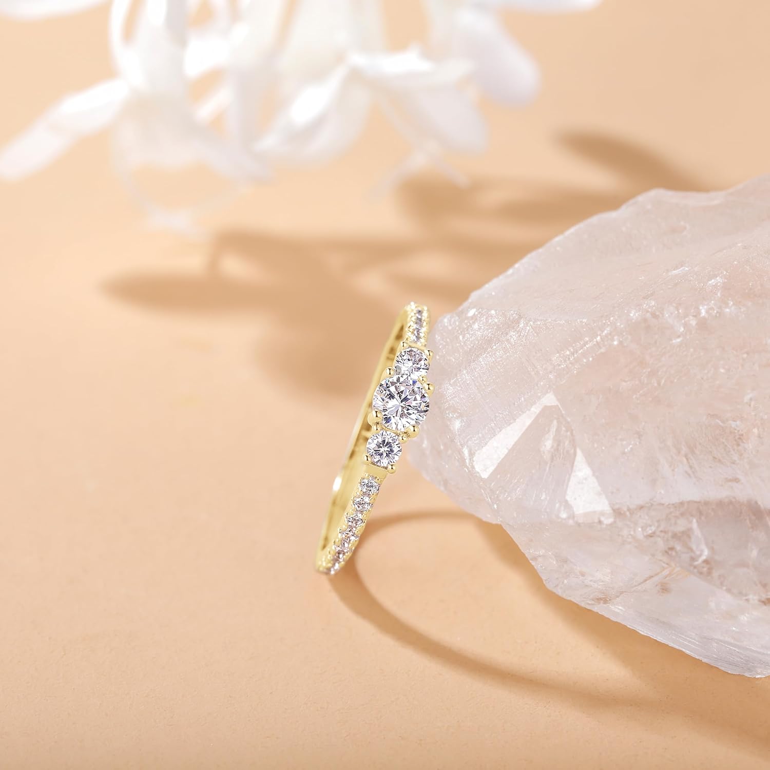 SHINYSO Wedding Band for Women Cubic Zirconia CZ Engagement Ring Anniversary Promise Eternity Jewellery Rings Size 4-10 - Image 2