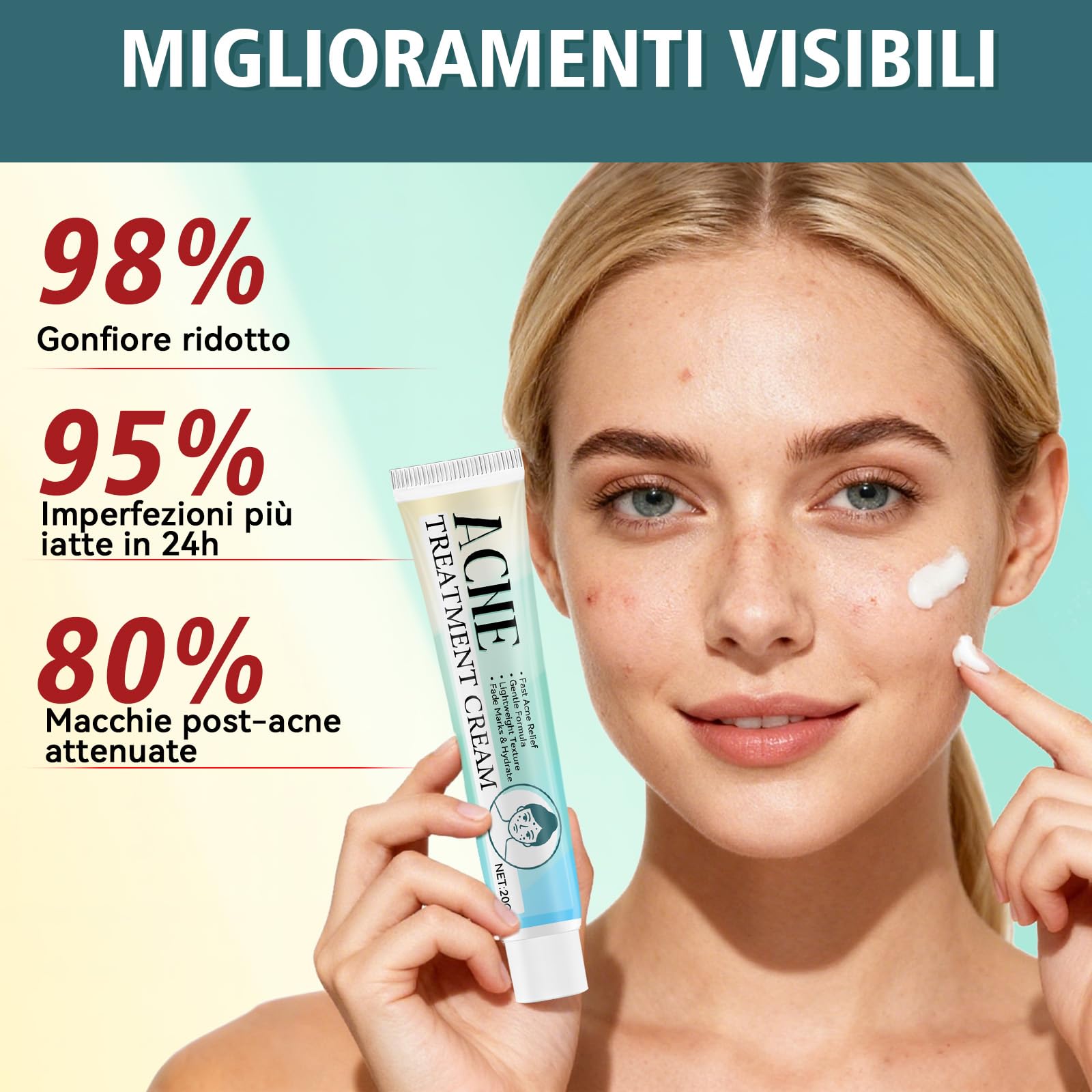 Crema Brufoli Viso, Crema Acne Potentissima, Cura per Brufoli e Imperfezioni, Riduce Subito Acne e Brufoli, Punti Neri e Rossori, Adatta a Tutti i Tipi di Pelle e Età,per la Pelle di Viso e Corpo