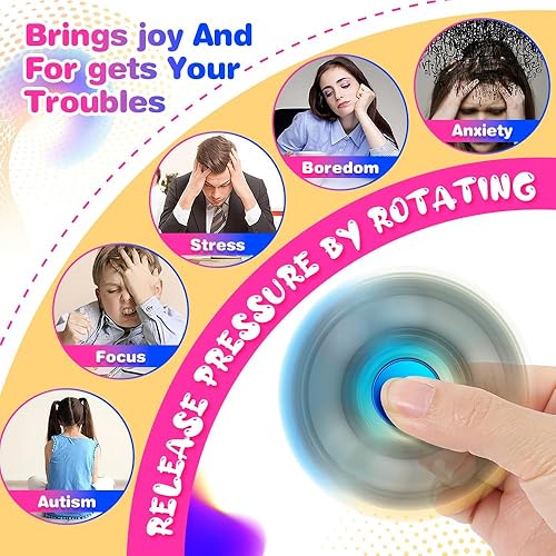 Vista 14 de Fidget Spinner 2 unidades, juguetes de metal Fidget Spinners para adultos y niños, recuerdos de fiesta de Halloween, reducción del estrés y alivio
