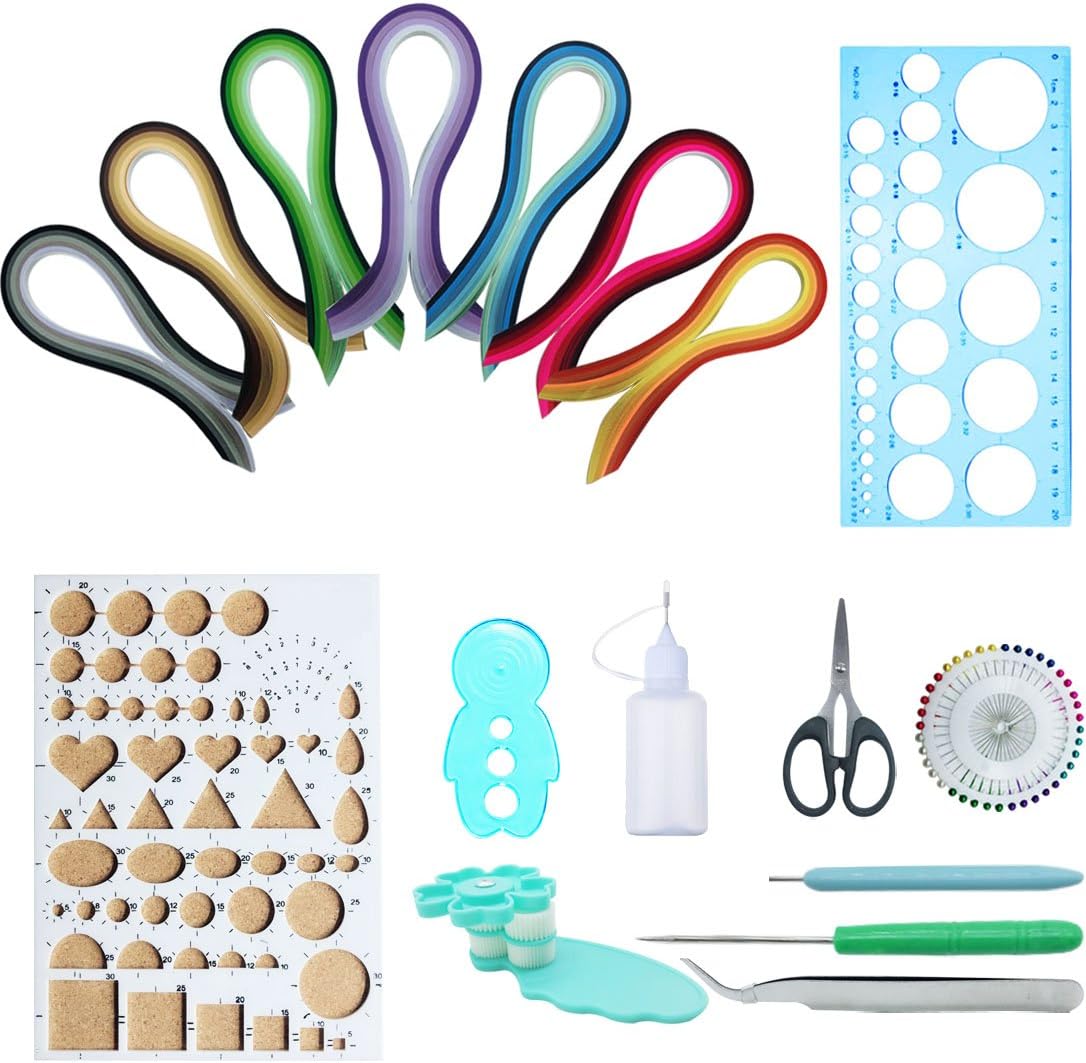 Woohome Quilling Supplies Paper Quilling Kits with 10 Quilling Tools and 34 Colors 700 Strips Quilling Paper for Craft