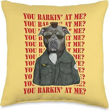Pets Rock Classic Film Character You Barkin At Me Dog Throw Pillow