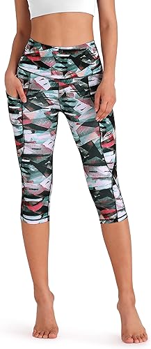 Miniatura 351 de ODODOS - Leggings tipo capri de mujer, no se traslucen y modelan el abdomen, con cintura alta y bolsillos; para hacer yoga, atletismo, ejercicio