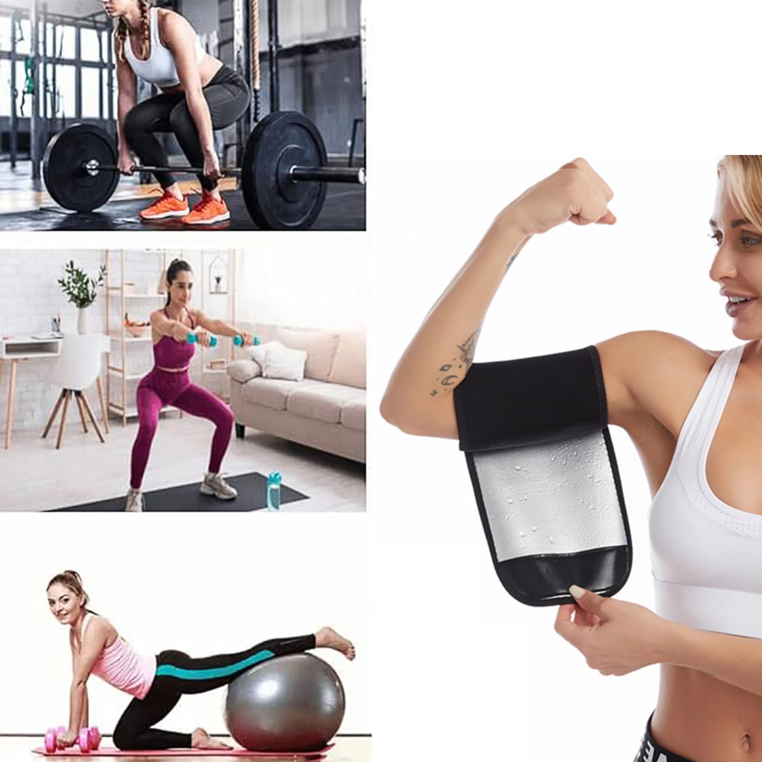 Fascia Braccio Dimagrante Regolabile per Sauna e Allenamento Sportivo - 2 Pezzi