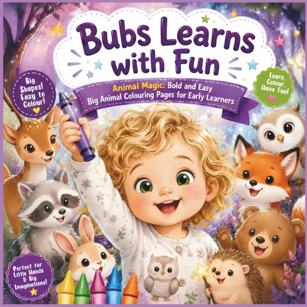 Bubs Learns with Fun: Animal Magic: Bold and Easy Big Animal Colouring Pages for Little Learners