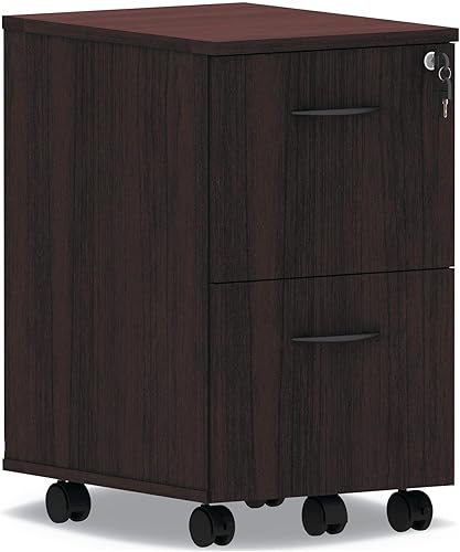 Alera ALEVA582816MY Pedestal móvil de 2 cajones de la serie Valencia de 15.38 pulgadas x 20 pulgadas x 26.63 pulgadas - Caoba