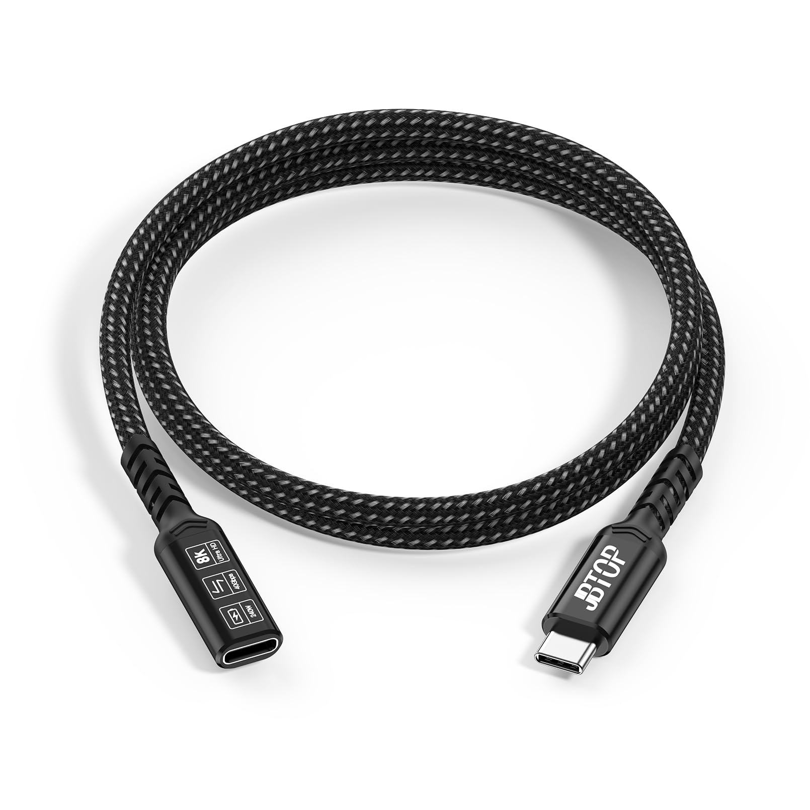 Cable de extensión USB C de 3.3 pies [2 unidades de 40 Gbps/240 W/8 K], carga de 240 W, transferencia de datos de 40 Gbps, cable extensor USB C 4.0 tipo C, macho a hembra para laptop, tablet