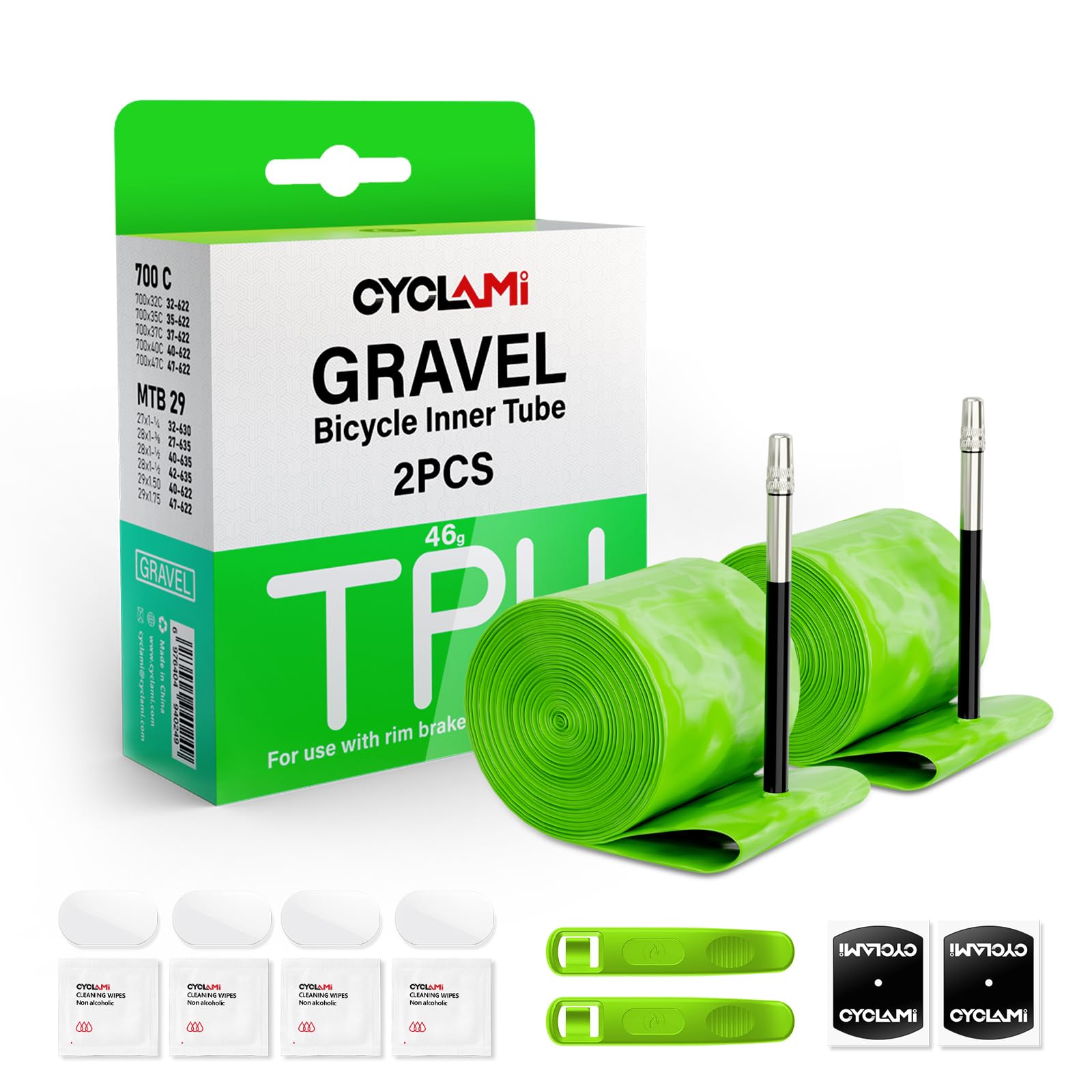 2 Pack TPU Inner Tube 700C x 32C-47C Gravel & 29'' MTB for ALLRoad & Gravel Bike Tire Upgraded Durability Bicycle Tube 65MM Length of Presta Valve Lightweight