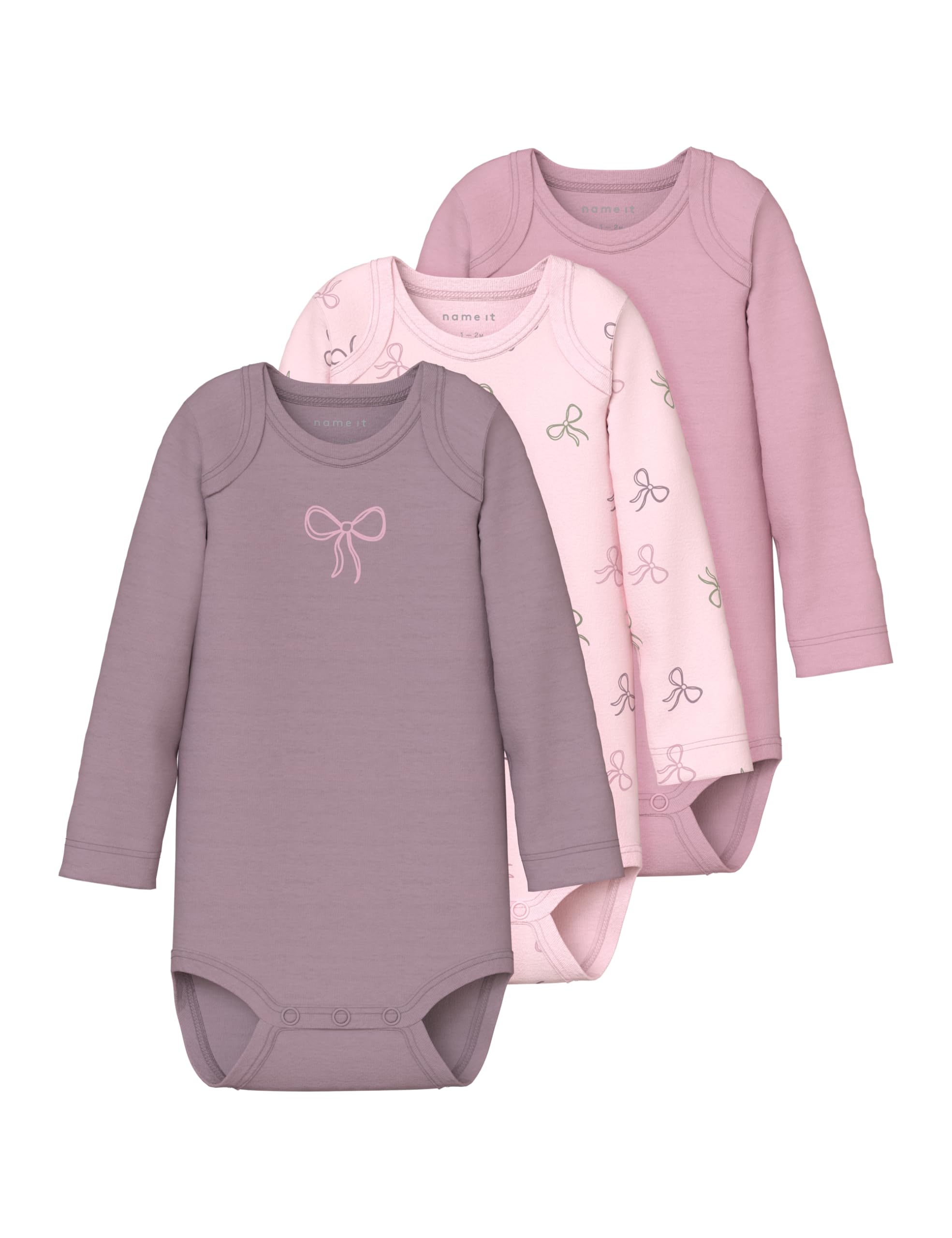 NAME IT Damen Nbfbody 3p Ls Barely Pink Bow Noos Nbfbody 3P Ls Barely Pink Bow Noos (3er Pack)