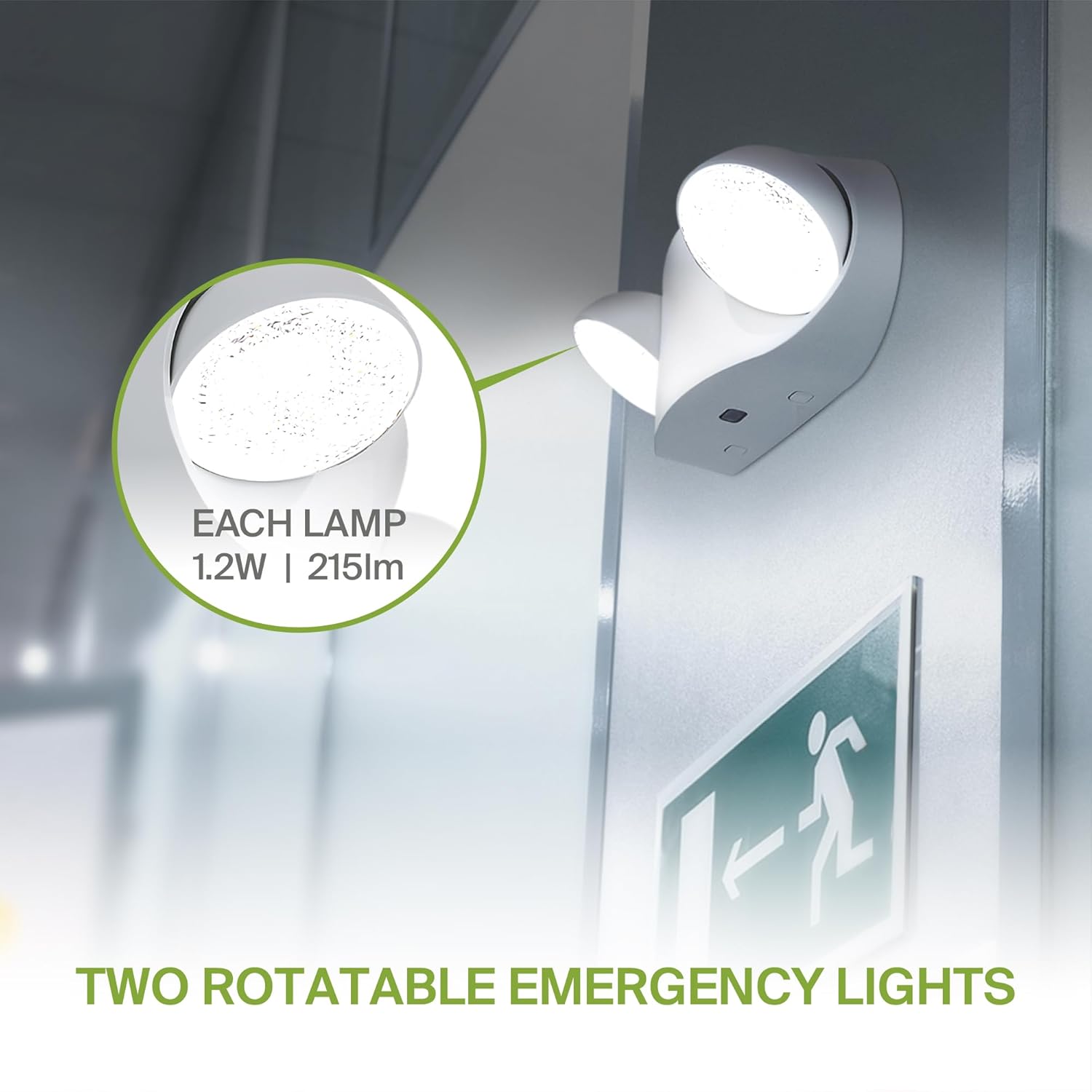 ASD LED Emergency Lights with Battery Backup - 120-277V UL 2.5W Two Round Head Adjustable for Business, Commercial Hardwired Damp Location Emergency Exit Power Outage Lights - Image 4