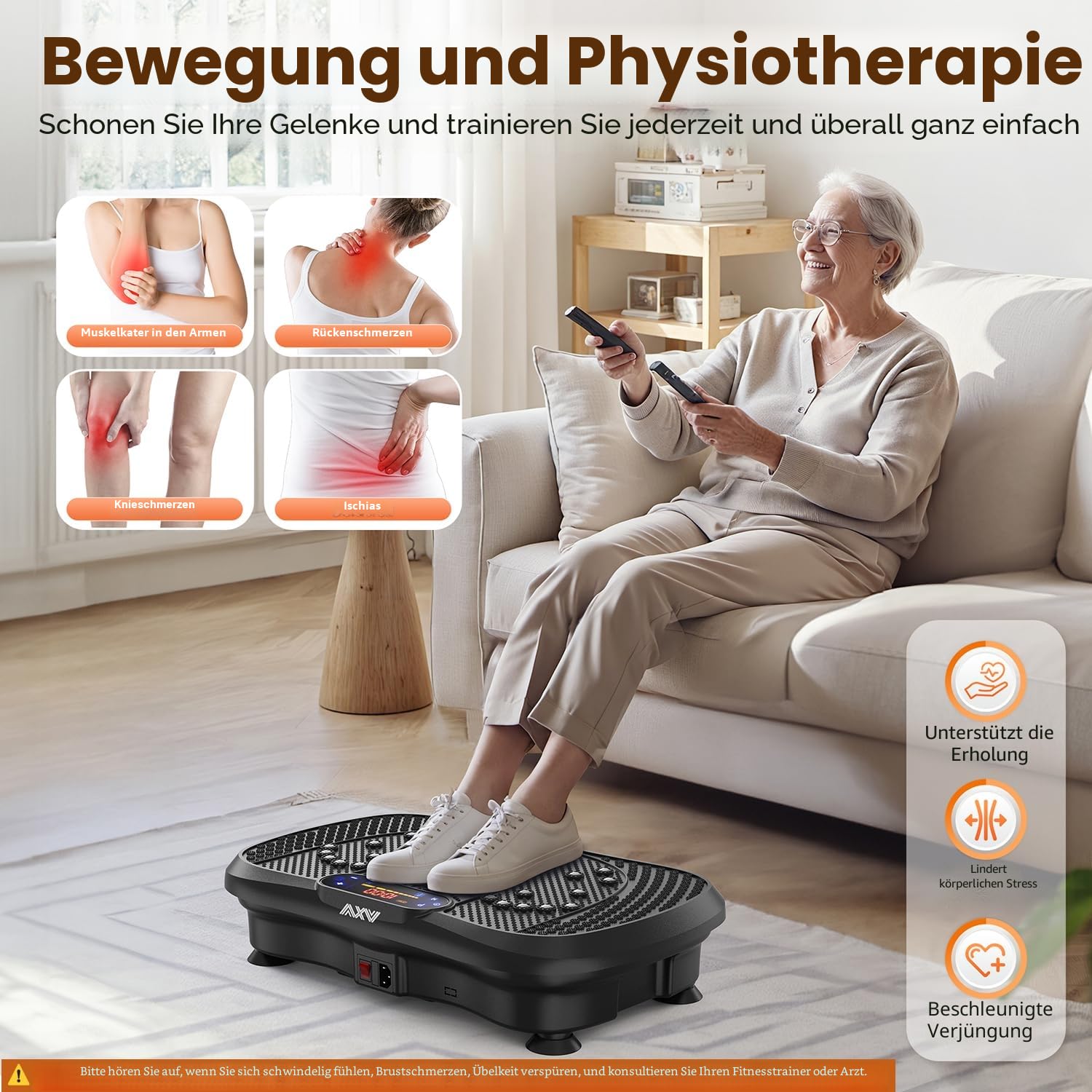 AXV Vibrationsplatte Testsieger, Rüttelplatte Sport für Zuhause,Vibration Plate mit 120 Stufen und 5 Modi, 150 kg Belastbar, mit Bluetooth, für Ganzkörpertraining, Abnehmen, Fettverbrennung
