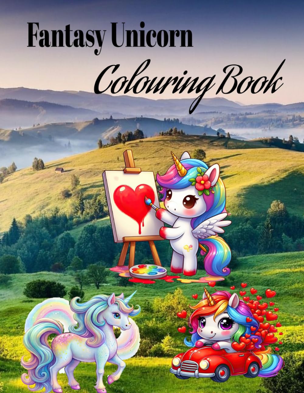 Cute Unicorn fantasy coloring book: Bold and Easy lines coloring book for kids