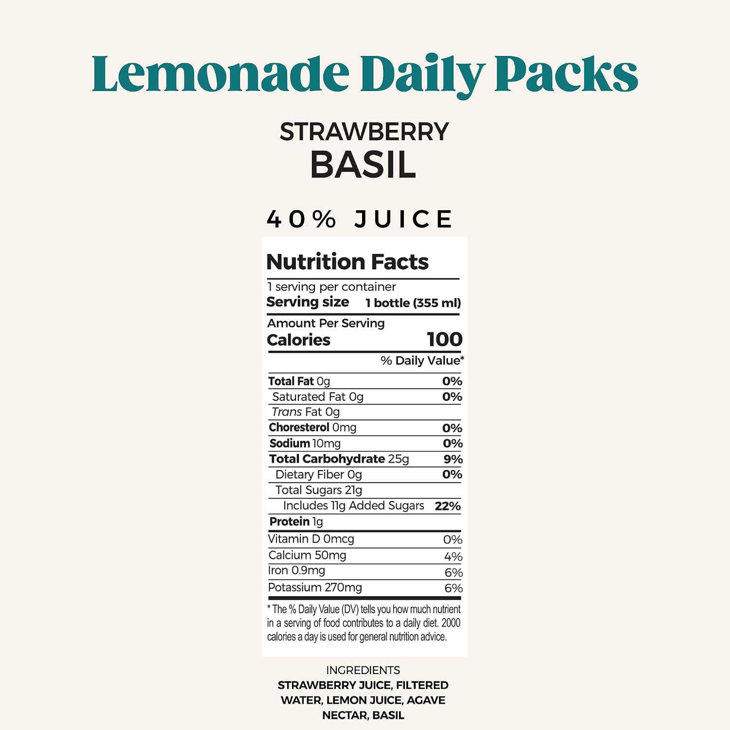 PUR Cold Pressed Lemonade Daily Packs - Strawberry Basil - 18 Pack | Immunity Boost | Detox & Digestion Support | No Artificial Sweeteners | Refreshing & Hydrating
