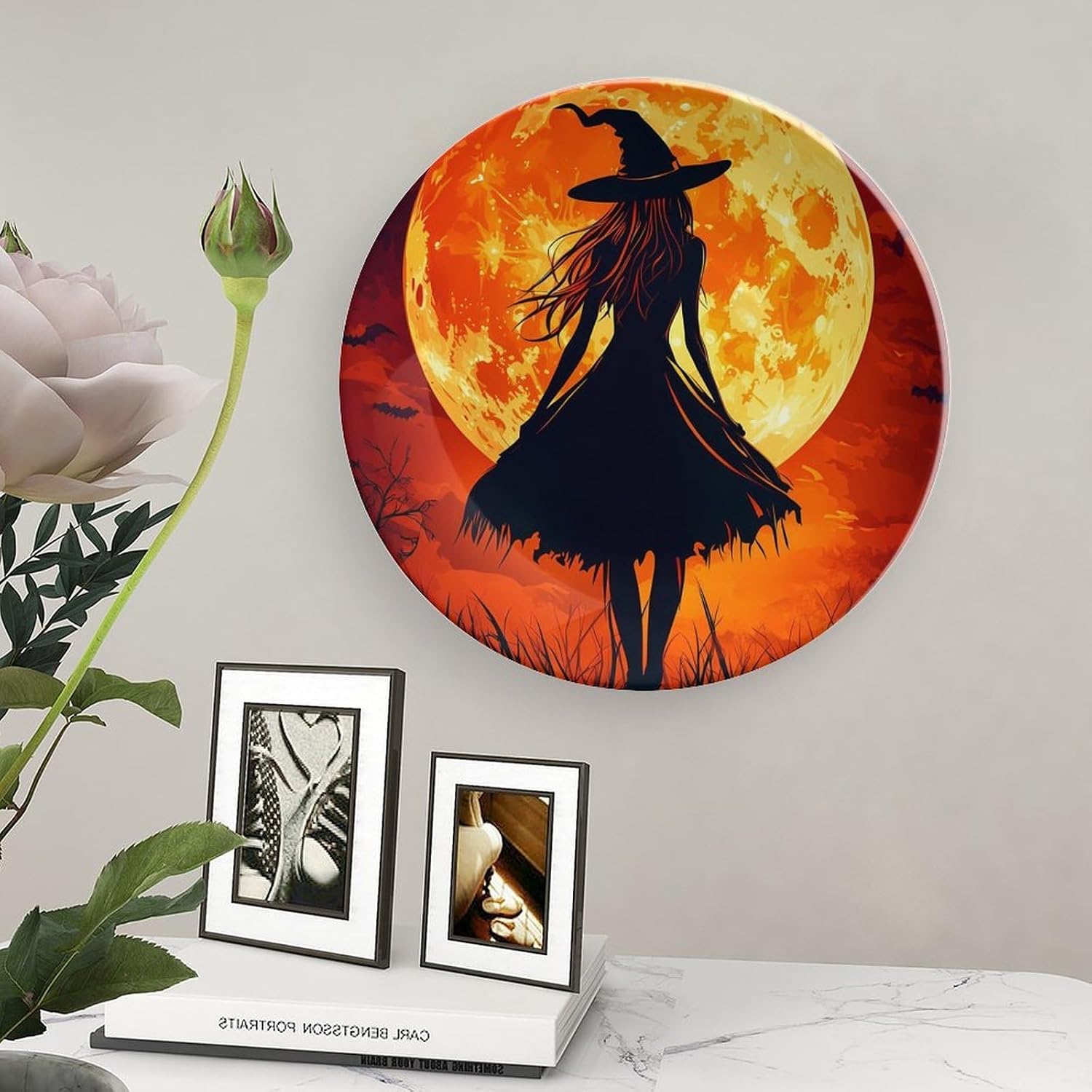 Witch in Moon Bone China Decorative Porcelain Plates Dinnerware Ornaments