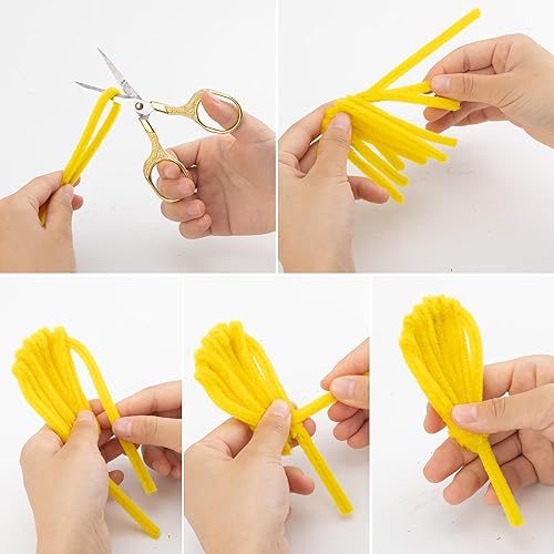 Miniatura 8 de Caydo 100 piezas de limpiapipas negras de Halloween, tallos de felpilla flexibles para arte y manualidades, decoración de Halloween (0.236 in x 12