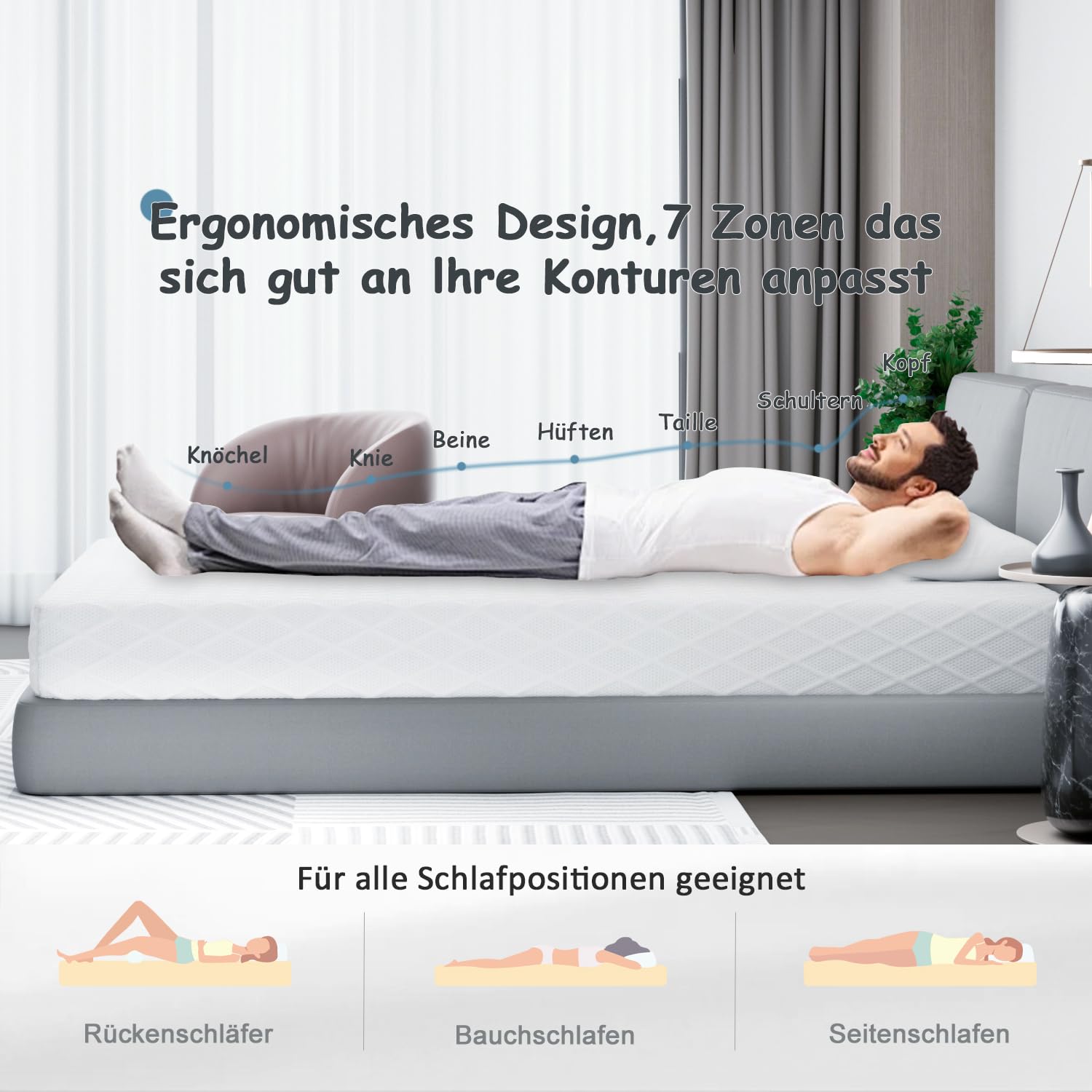 Memory Matratzen matras 120 x 200, gel geheugenschuim, stille matras, middelstevig, koudschuim, met ademende hoes, geurloos, Verlichting Van Rugpijn, Koudschuimmatras (20CM, 120X200CM