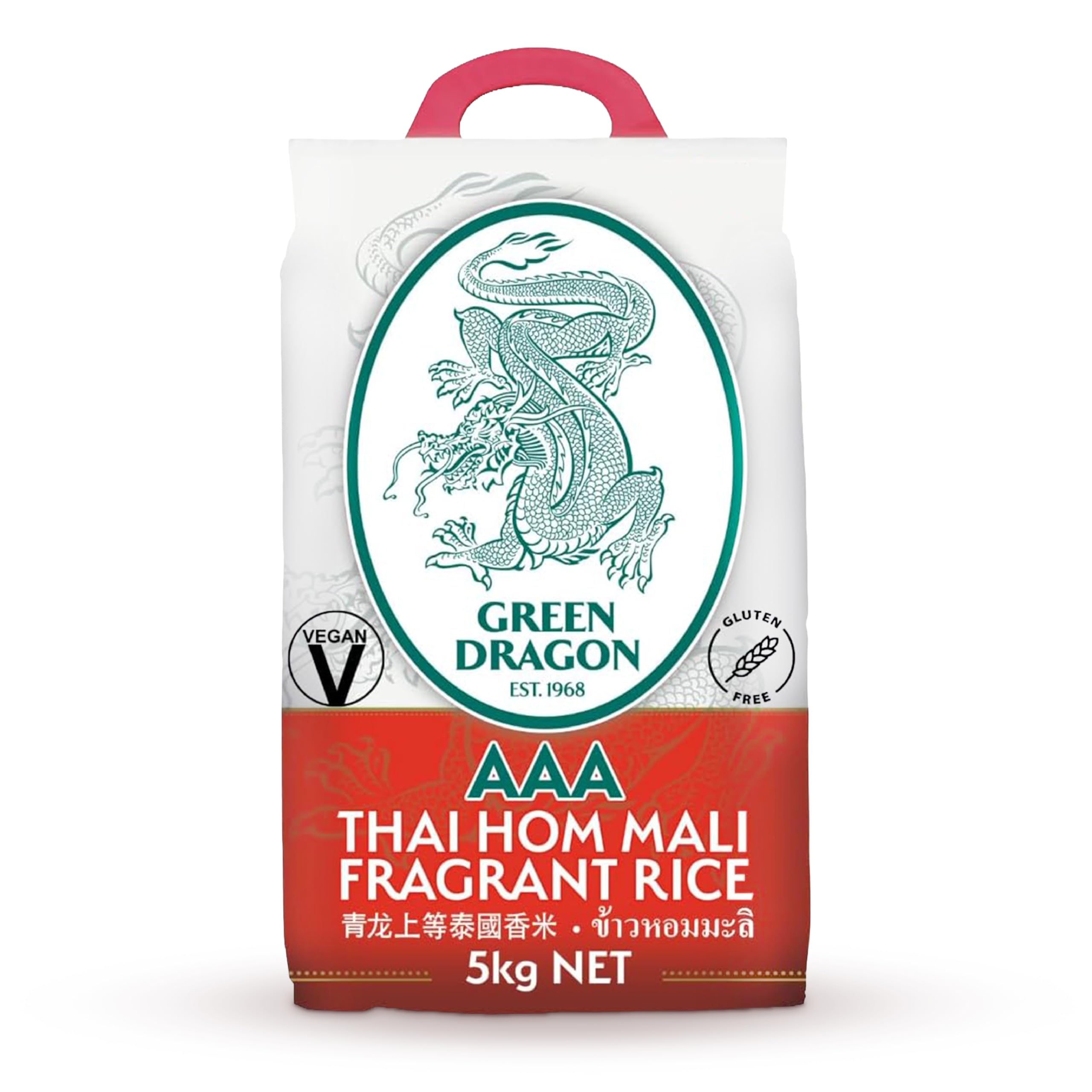 Green Dragon Thai Fragrant Jasmine Rice 5KG | Thai Hom Mali | AAA | Premium Rice | White Rice | Chinese Ingredients | Chinese Asian Cooking | 5KG