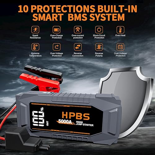Miniatura 3 de Arrancador de vehículos, paquete de batería y arrancador con pico de 5000 A, para todos los motores de gasolina y diésel de 10.0L, batería portátil