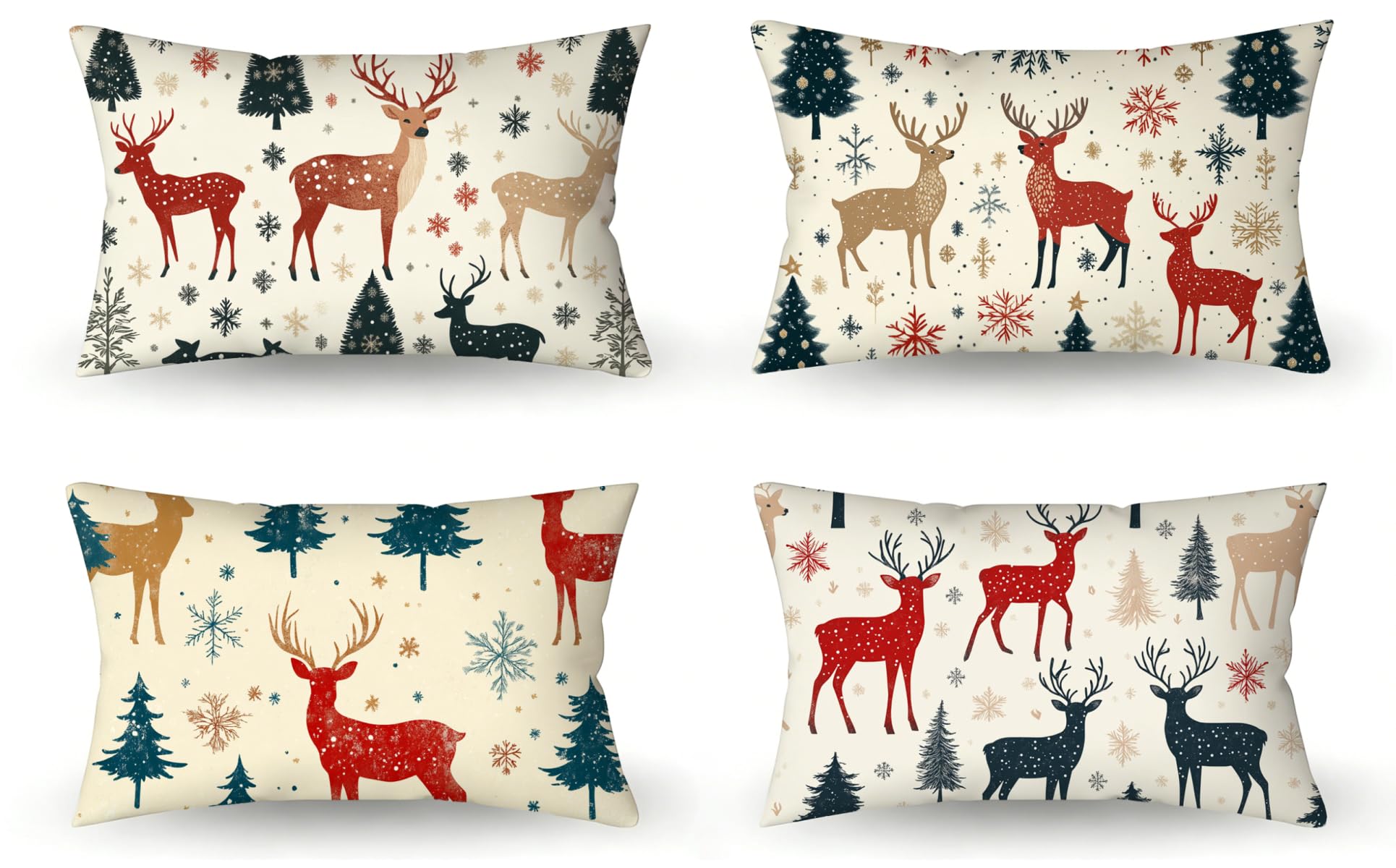 Coussin Exterieur Cerf Decoration Jardin Printemps Lot 4 Housses Salon de Jardin