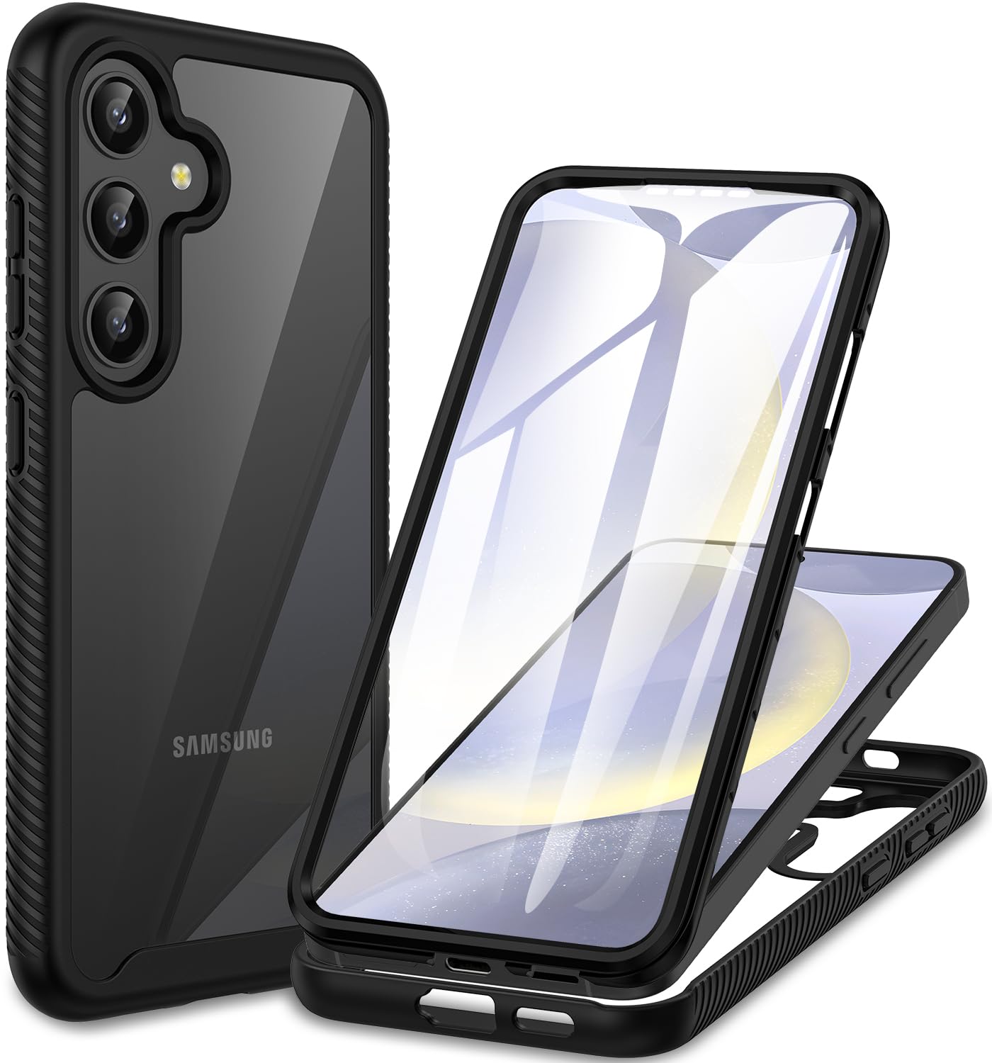 CENHUFO for Samsung Galaxy S24 5G Case Built-in Screen Protector, Military Grade Shockproof Clear Cover 360°Full Body Protective Rugged Bumper Phone Case for Samsung S24 5G -BlackClimatePartner certified